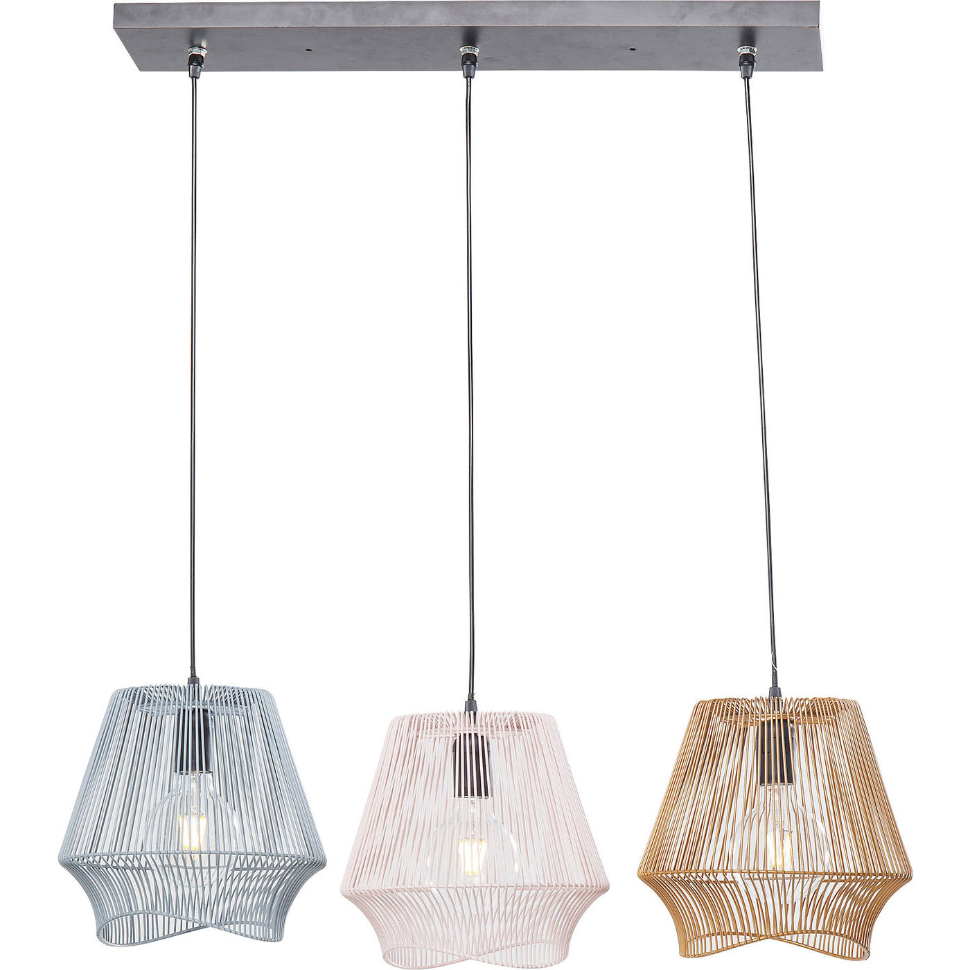 Kare Design Ischia Dining Tre Loftlampe - Grå/Hvid/Guld Stål Belysning