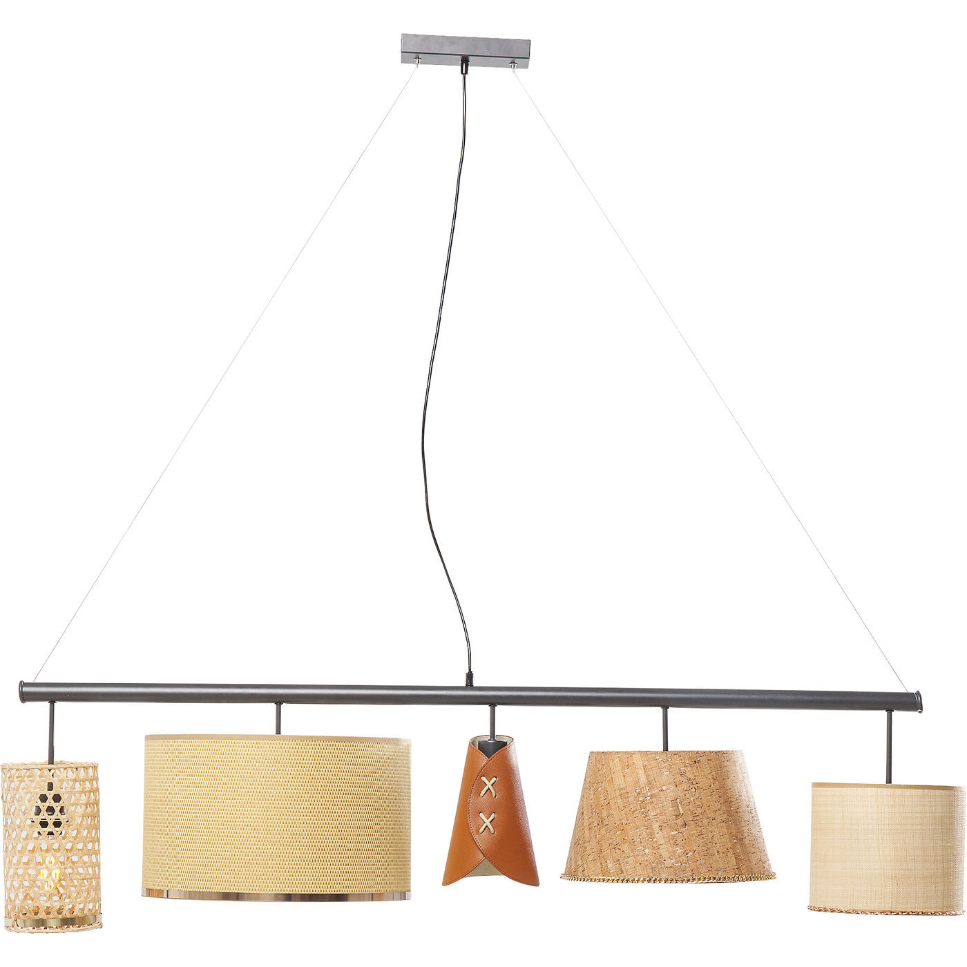 KARE DESIGN Parecchi Nature loftlampe - natur plastik/rattan/stof/kork og stål Billede af KARE DESIGN Parecchi Nature loftlampe - natur plastik/rattan/stof/kork og stål