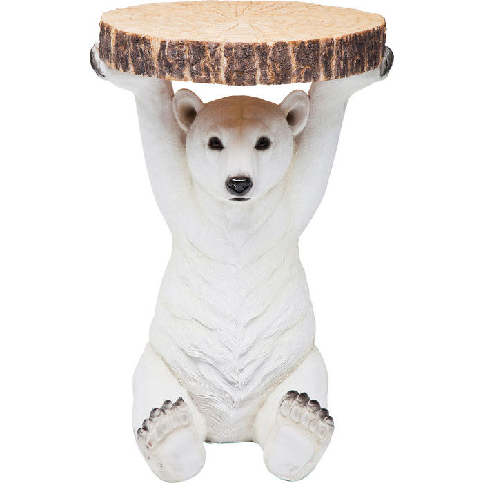 Kare Design Sidebord, Animal Polar Bear Ø37Cm