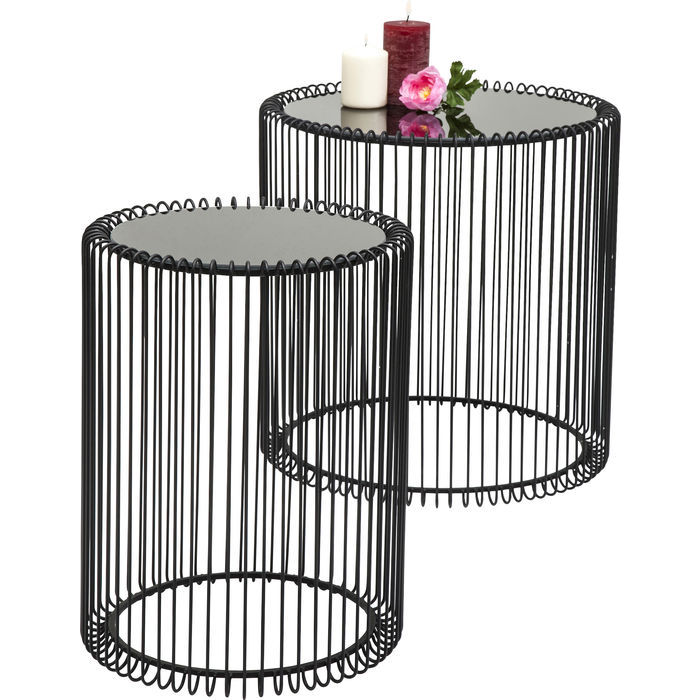 Kare Design Sidebord, Wire Sort (2/Sæt)
