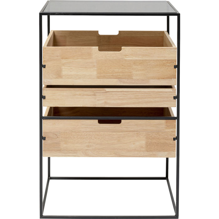 Kare Design Copenhagen Kommode, M. 3 Skuffer - Natur Gummitræ Og Stål (50X40) Soveværelse