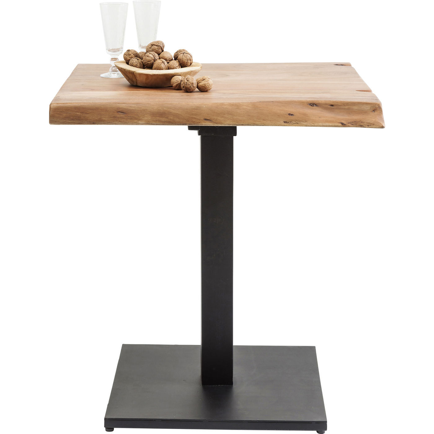 Kare Design Black Nature Cafébord - Natur Akacietræ/Sort Stål, Unik (70X70) Spisestue