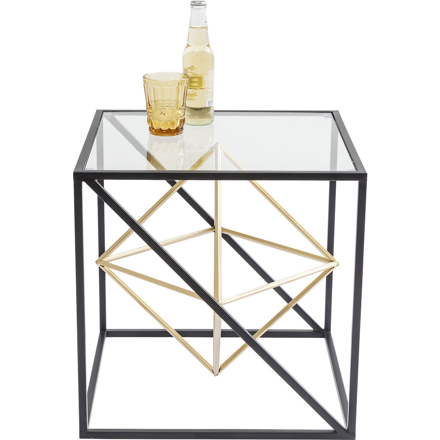 Kare Design Kare Design Prisma Sidebord - Klart Glas/Guld Stål, Kvadratisk (45X45) Dagligstue