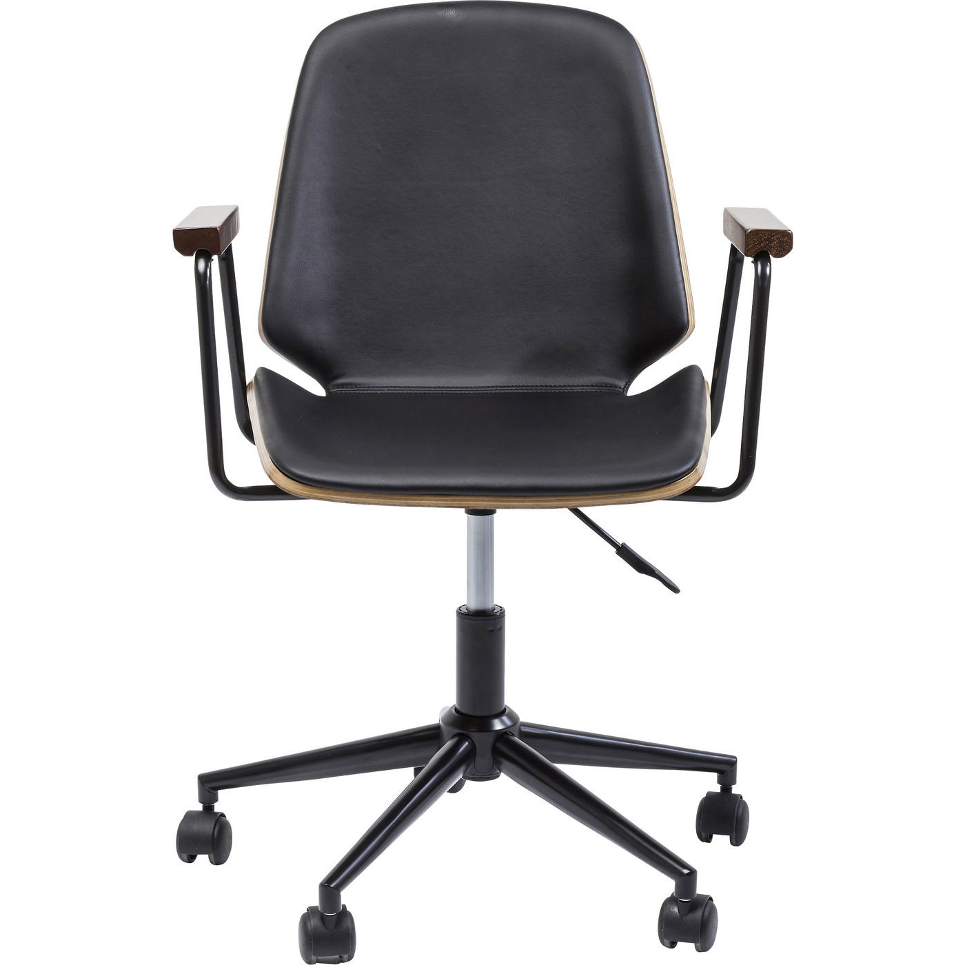 Kare Design Work Kontorstol - Mørkt Læderlook/Stål, M. Armlæn Kontor