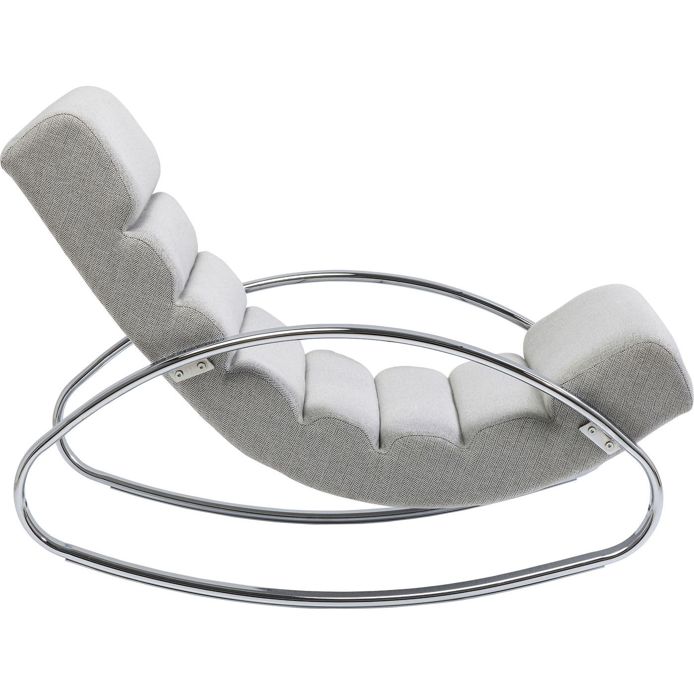 Kare Design Manhattan Fabric Grey Beige Gyngestol - Gråt/Beige Stof Og Sølv Stål
