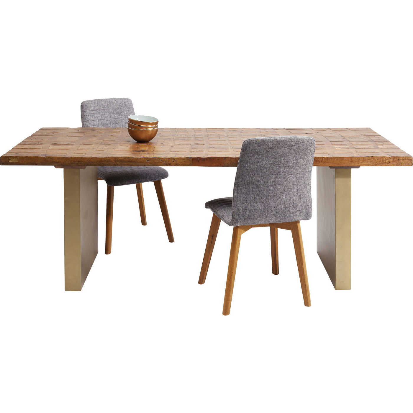 Kare Design Wild Thing Spisebord - Natur Genbrugstræ/Messing Stål (200X90) Spisestue
