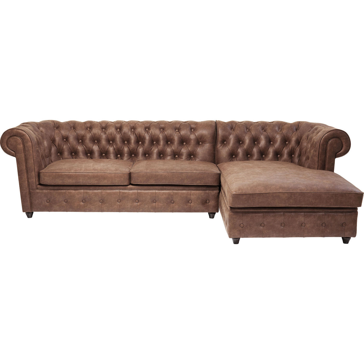 Kare Design Oxford 3 Cowboy Right Hjørnesofa - Brunt Læderlook/Fyrretræ, M. Armlæn Dagligstue
