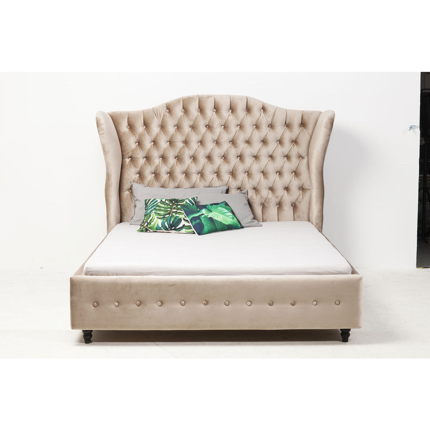 Kare Design City Spirit Velvet Ecru Sengeramme - Creme Stof/Bøg (160X200)