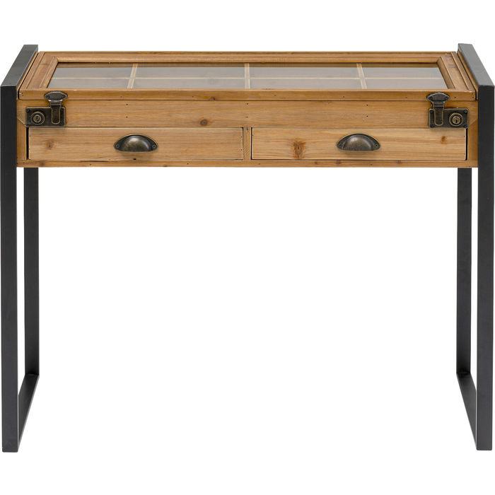 Kare Design Collector Nature Konsolbord, M. 1 Låge Og 2 Skuffer - Grantræ, Glas Og Stål
