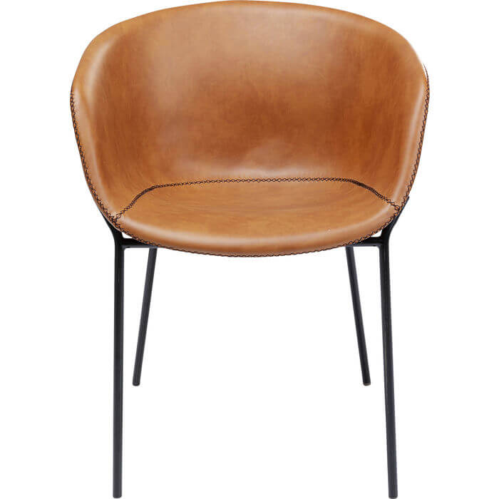 Kare Design Raja Spisebordsstol, M. Armlæn - Brun Polyurethan/Polyester Og Stål Spisestue