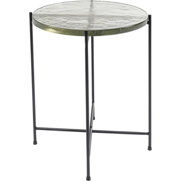 Kare Design Ice Black Sidebord - Klar Glas Og Sort Stål (Ø40) Dagligstue