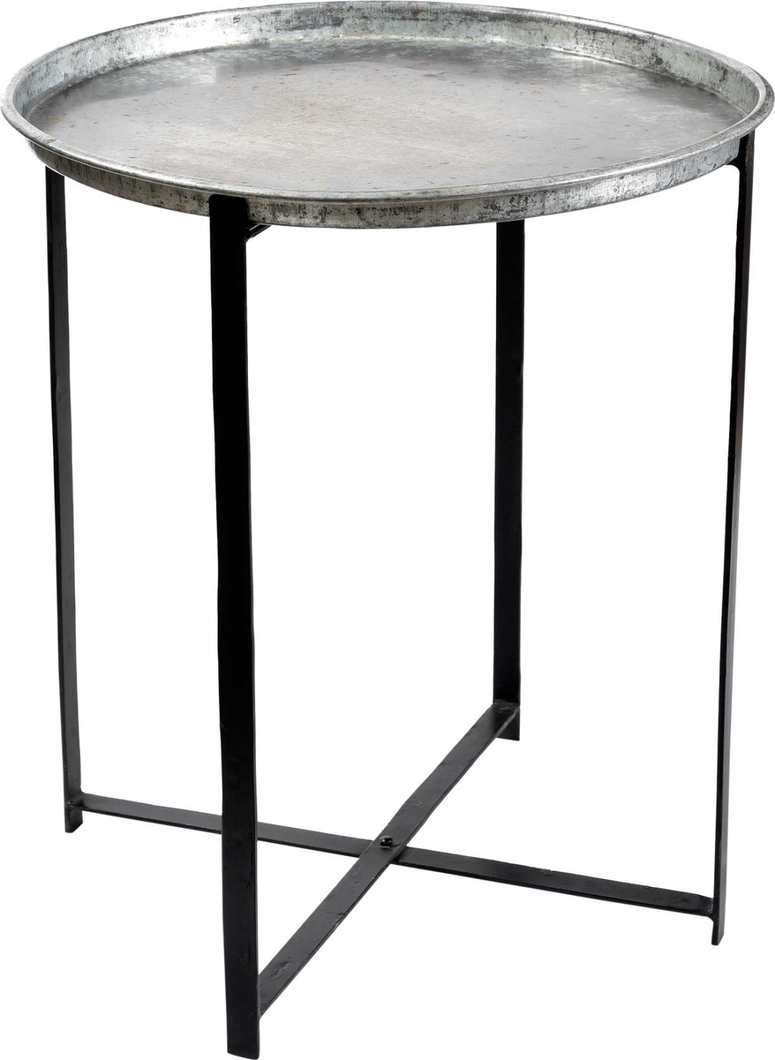 Trademark Living Bakkebord - Zink M. Patina Og Sort Jernstel, Rundt (Ø 55)