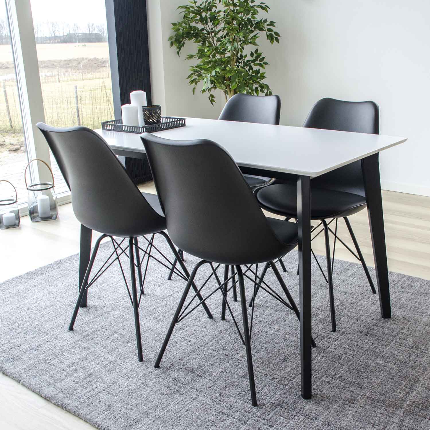 HOUSE NORDIC Oslo spisebordsstol sort kunstlæder og plastik m. sorte stålben HOUSE NORDIC Oslo spisebordsstol sort kunstlæder og plastik m. sorte stålben