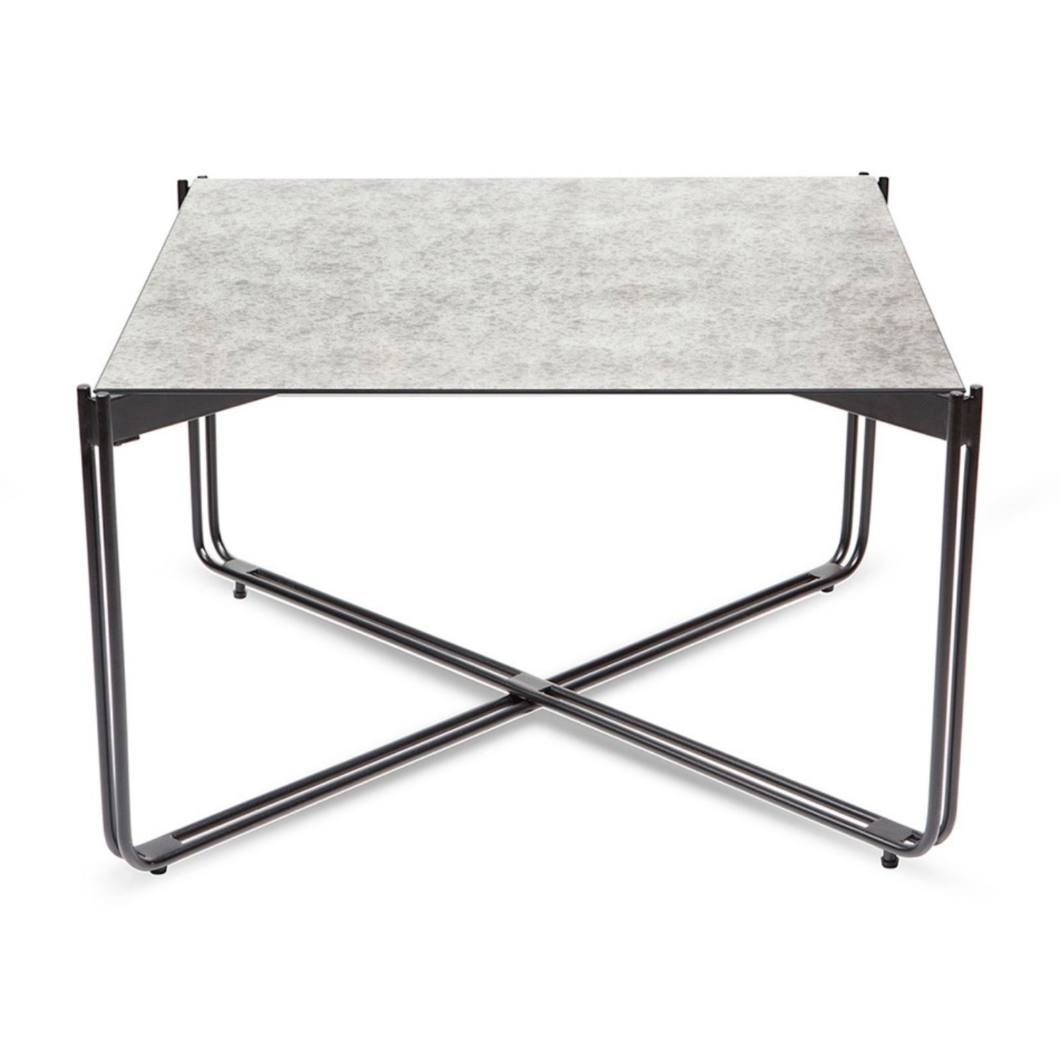 Rge Kvadratisk Lori Sofabord - Foliebelagt Glasplade Og Sort Metal (75X75) Dagligstue