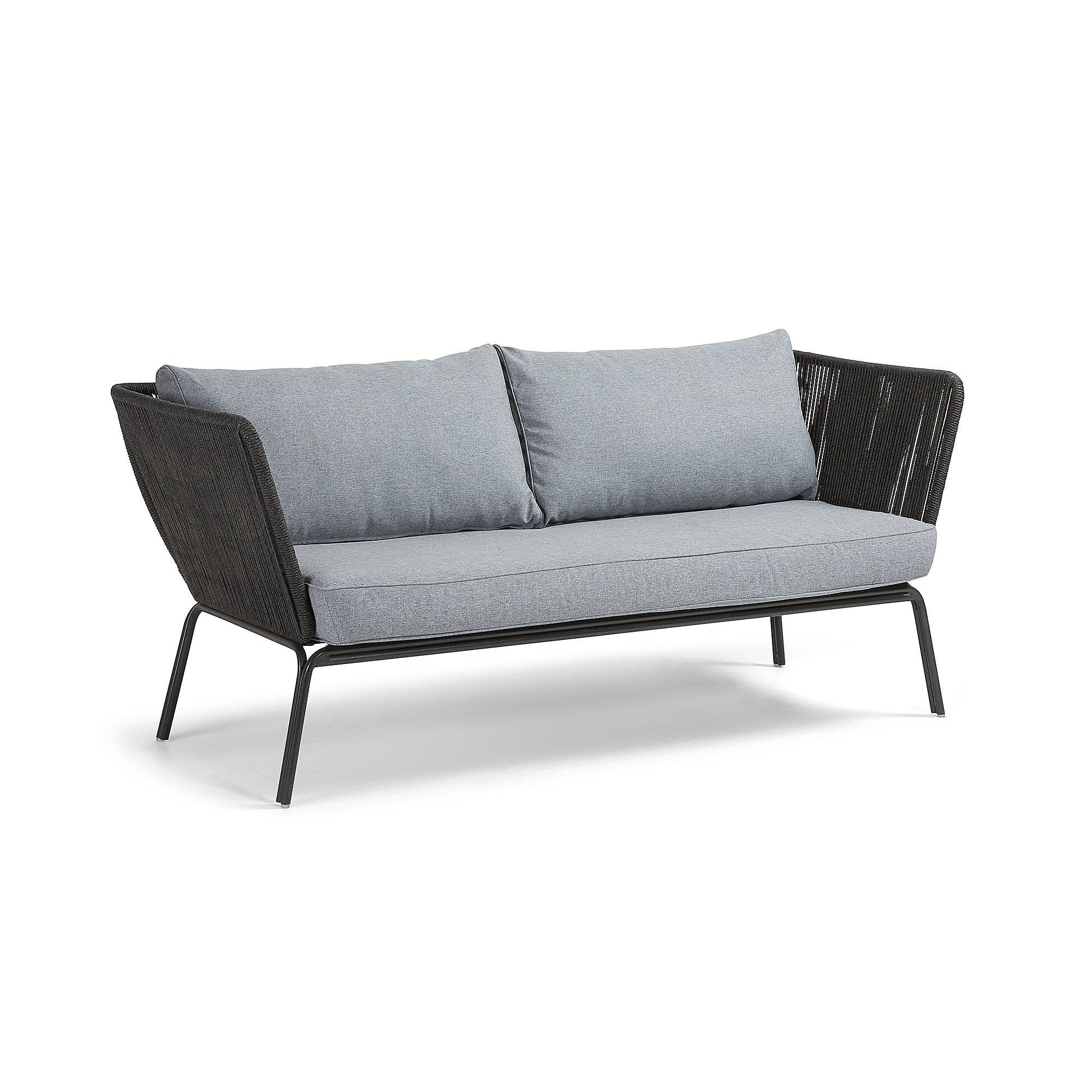 LAFORMA Bernon sofa - lysegråt stof, mørkt galvaniseret stål og reb, 3 pers. Billede af LAFORMA Bernon sofa - lysegråt stof, mørkt galvaniseret stål og reb, 3 pers.