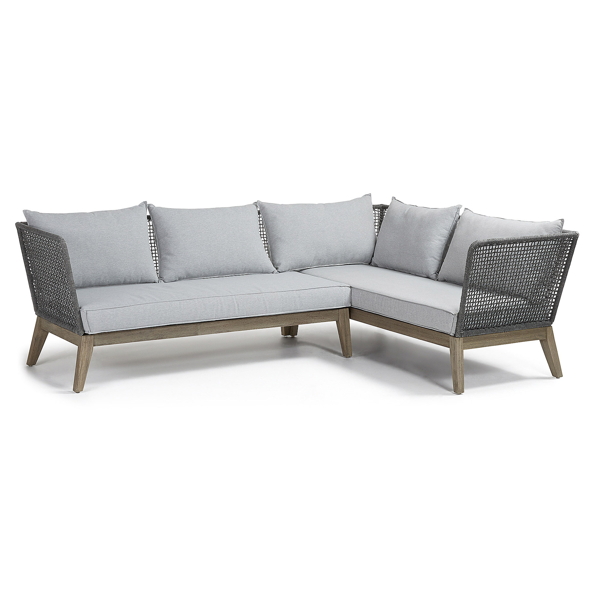 LAFORMA Relax sofa - mørkegråt reb, mørkt eucalyptus træ og lysegråt stof Billede af LAFORMA Relax sofa - mørkegråt reb, mørkt eucalyptus træ og lysegråt stof