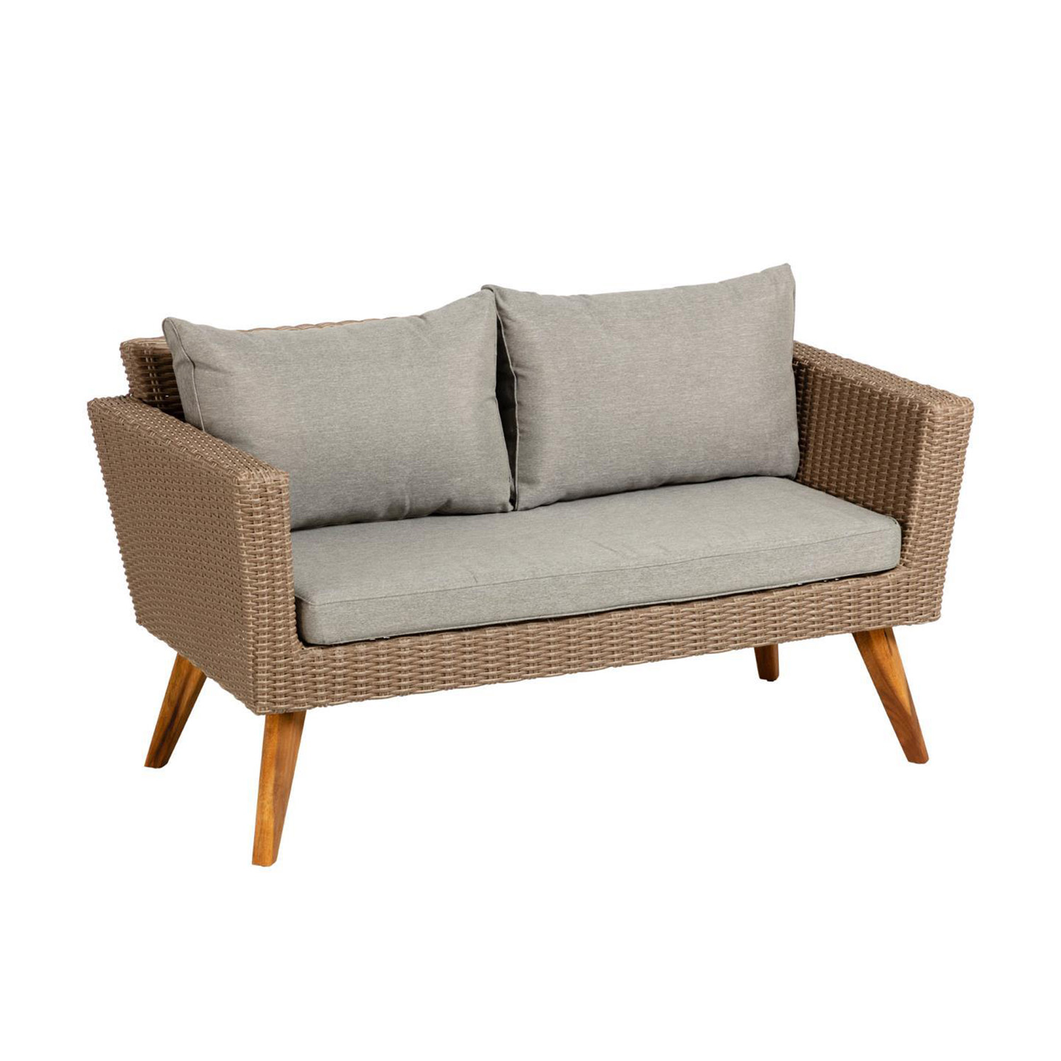 Laforma Laforma Sumie 2 Pers. Havesofa, M. Grå Stofhynder - Beige Polyrattan Og Natur Akacietræ Terrasse & Have