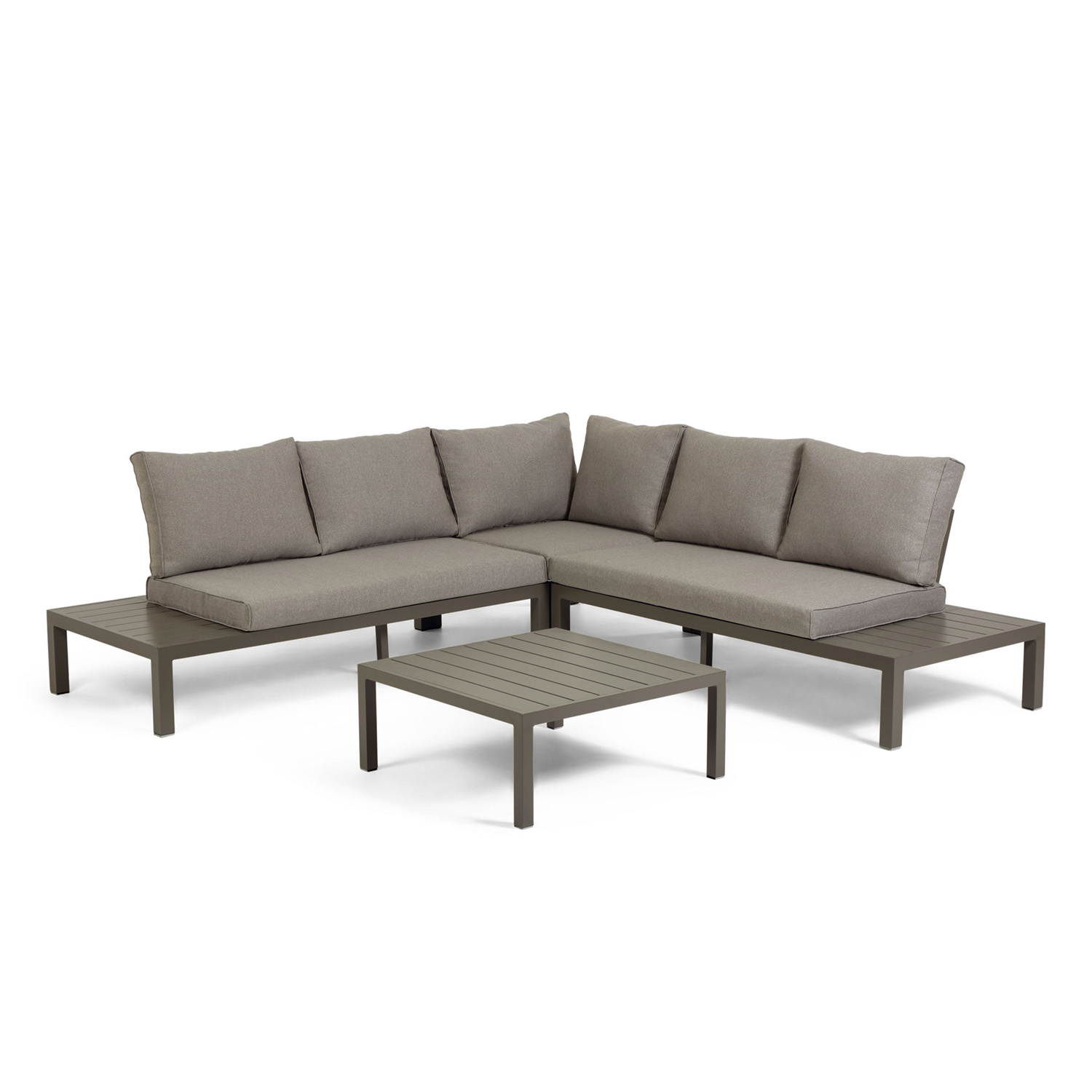 Laforma Laforma Modular 5 Pers. Havesofa Og Havebord - Brun Stof Og Aluminium Terrasse & Have