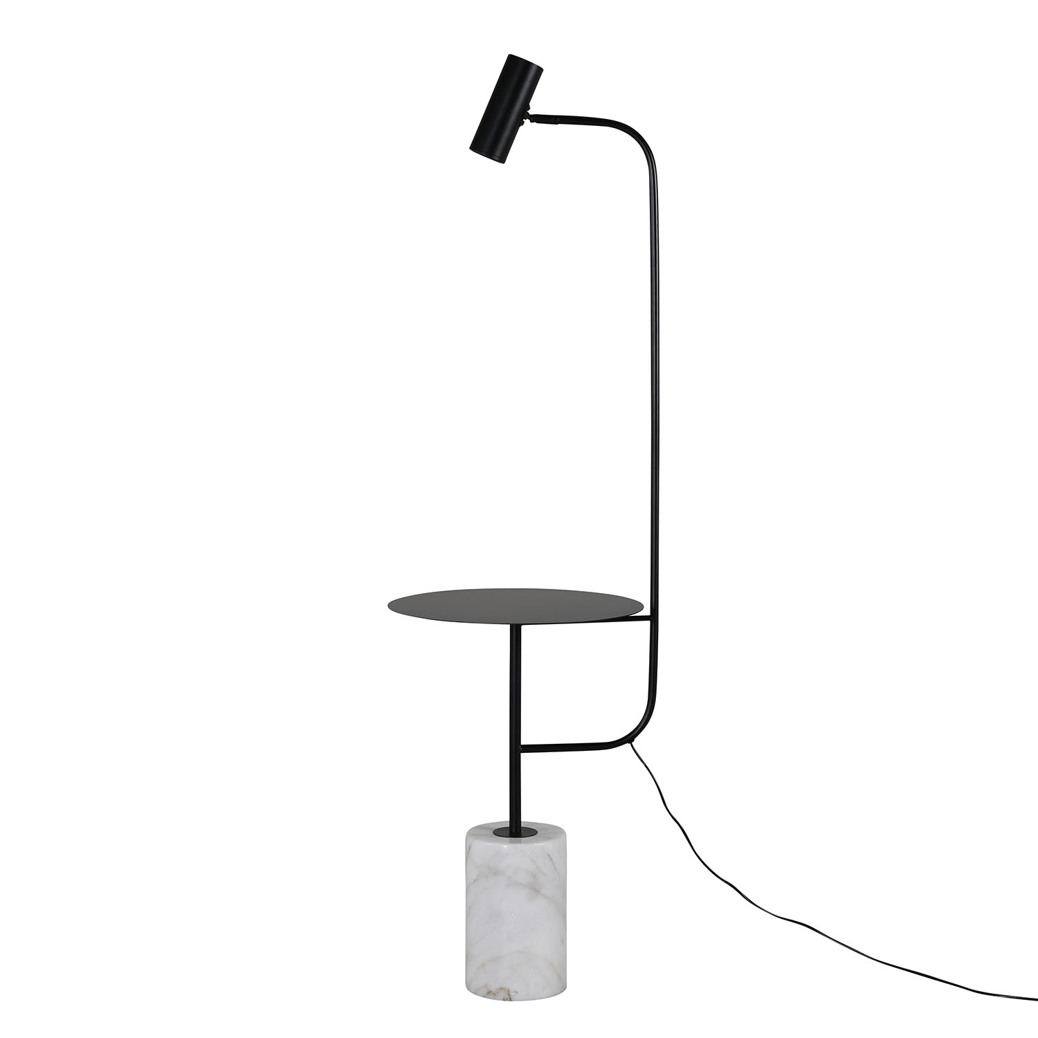 Venture Design Venture Design Vega Sidebord M. Lampe - Hvidt Marmor Og Sort Metal (Ø 40) Dagligstue