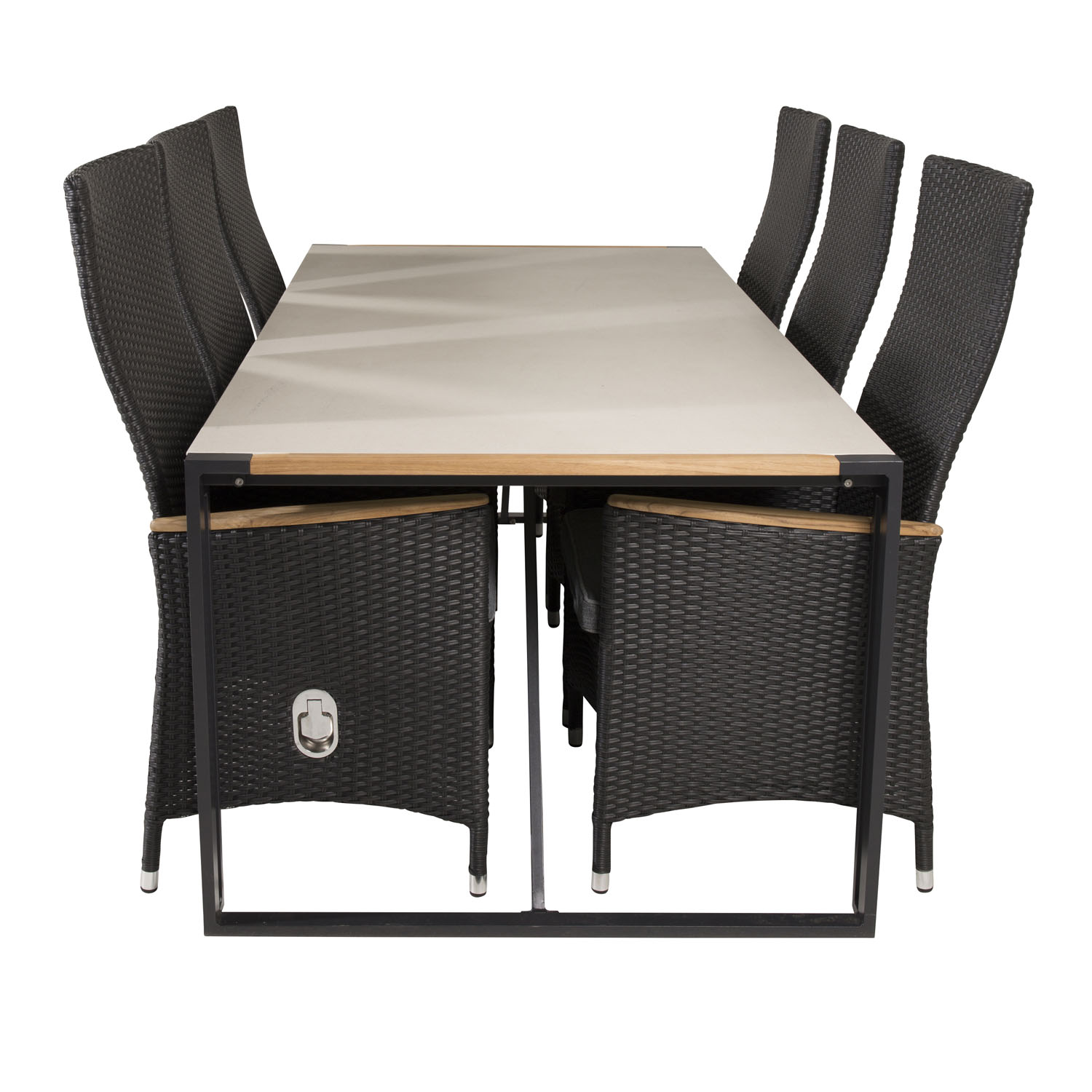 Venture Design Venture Design Havesæt, M. Texas Bord (200X100) Og 6 Padova Recliner Stole - Teak/Alu/Rattan Havemøbler