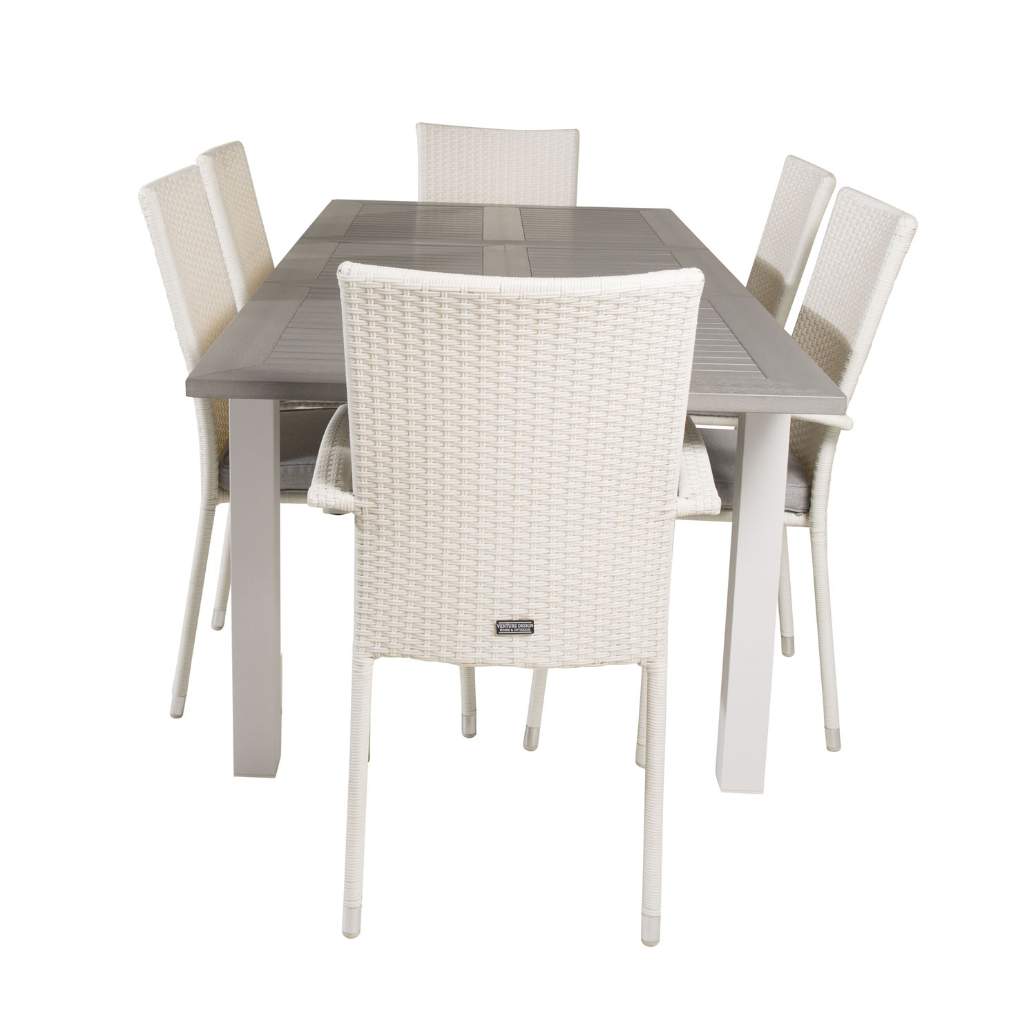 Venture Design Venture Design Havesæt, M. Albany Bord, M. Udtræk Og 6 Anna Stole, M. Armlæn - Aintwood/Alu/Rattan Terrasse & Have