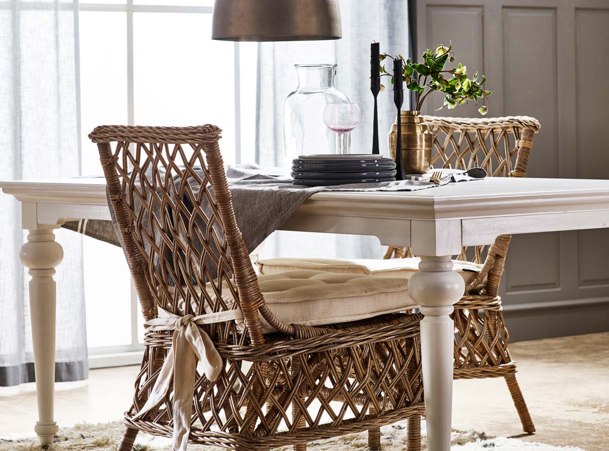NOVASOLO Wickerworks Aristocrate spisebordsstol - flettet rattan m. hynde Billede af NOVASOLO Wickerworks Aristocrate spisebordsstol - flettet rattan m. hynde