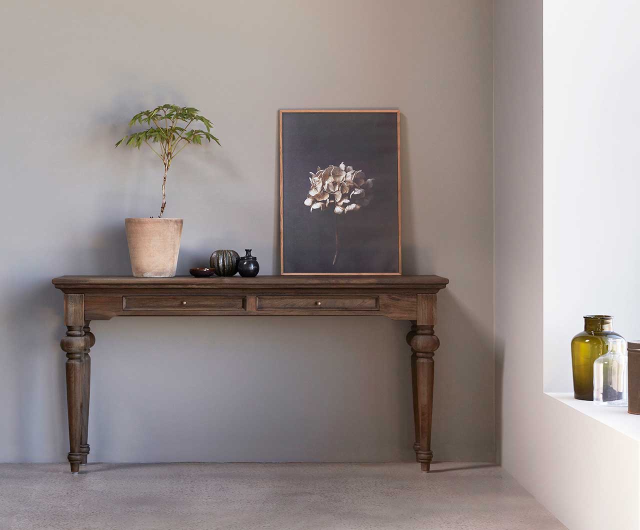 Novasolo Novasolo "Hygge" Konsolbord I Teaktræ Med 2 Skuffer (140X40) Entré