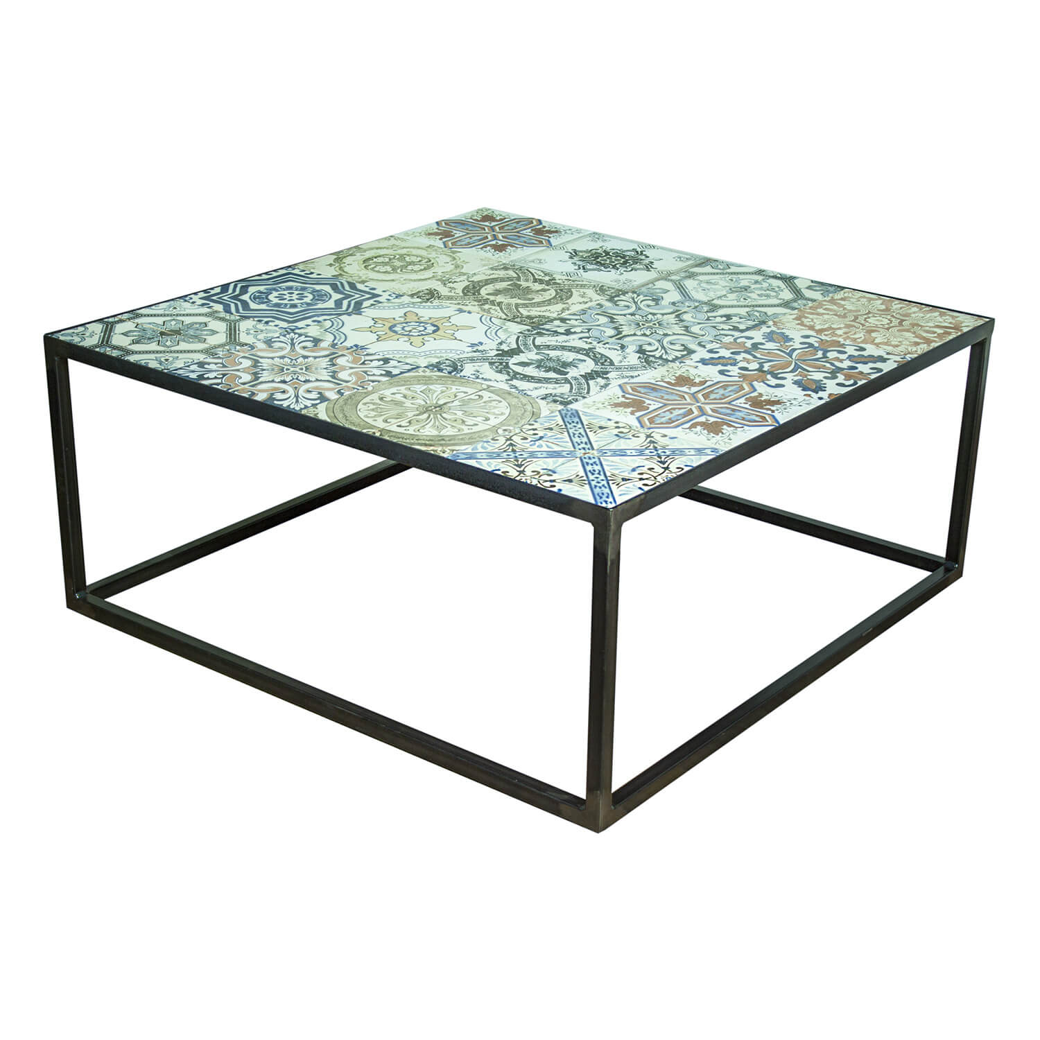 Spinder Design Spinder Design Kvadratisk Ibiza Blacksmith Sofabord - Multifarvet Keramik Og Stål (80X80) Dagligstue Spinder Design Spinder Design Kvadratisk Ibiza Blacksmith Sofabord - Multifarvet Keramik Og Stål (80X80) Dagligstue
