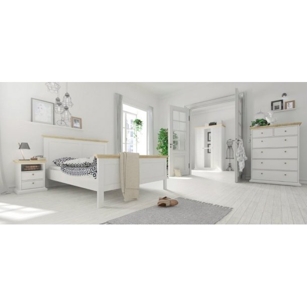 Romantisk og elegant paris seng (140 cm) i hvid/eg Stue lavendel