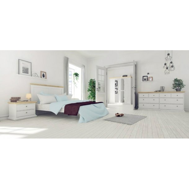 Elegant paris seng 180x200 i hvid/eg i romantisk design Stue lavendel