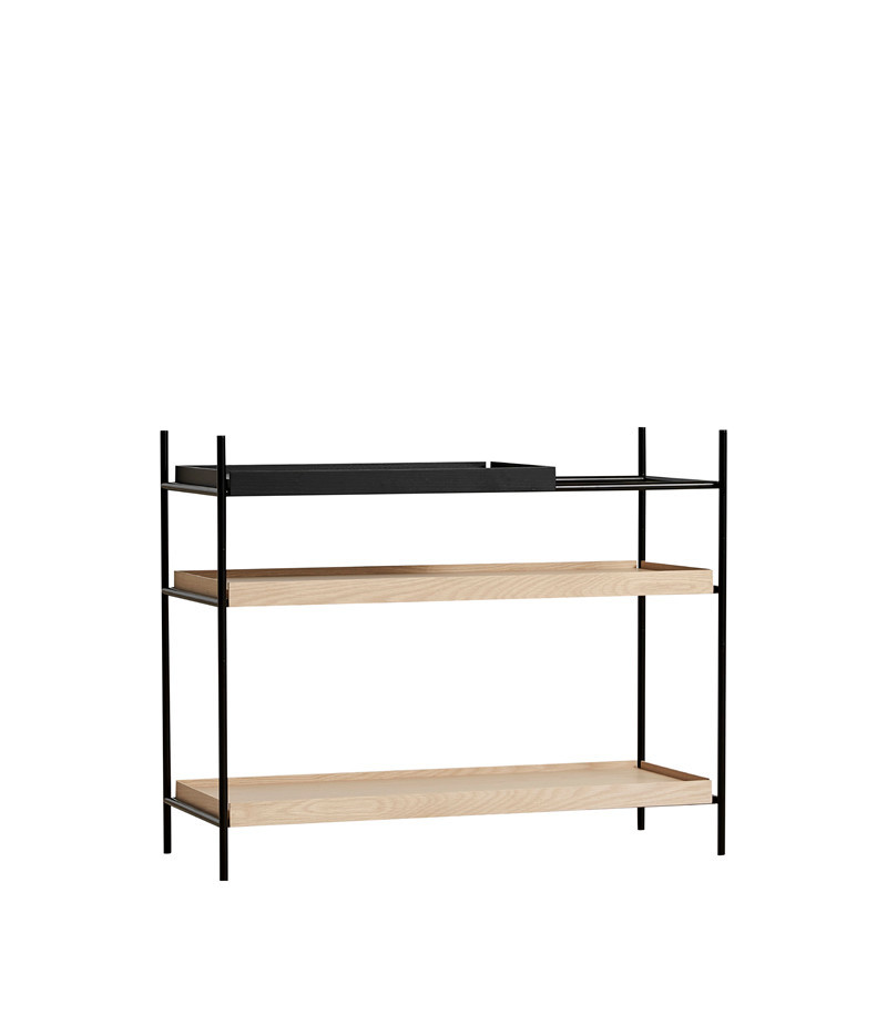 Woud Woud Tray Reol Lav - Natur/Sort Egetræ Og Metal, M. 3 Hylder Dagligstue