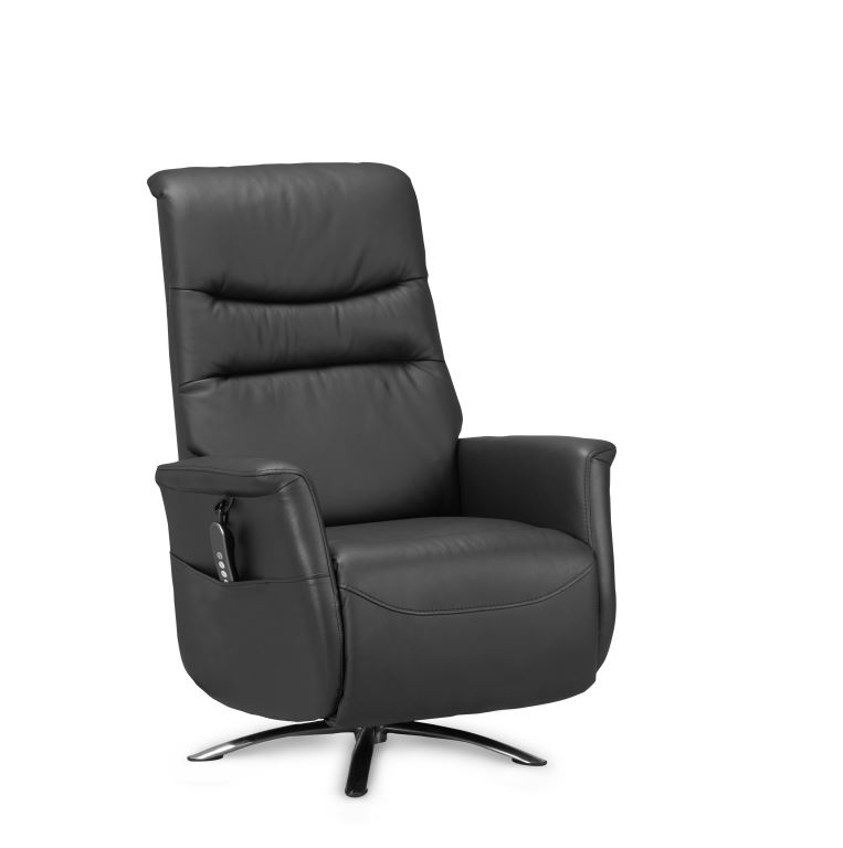Thor Recliner Stol - Sort Kunstlæder, Løft- Og Resetfunktion (2 Motorer)