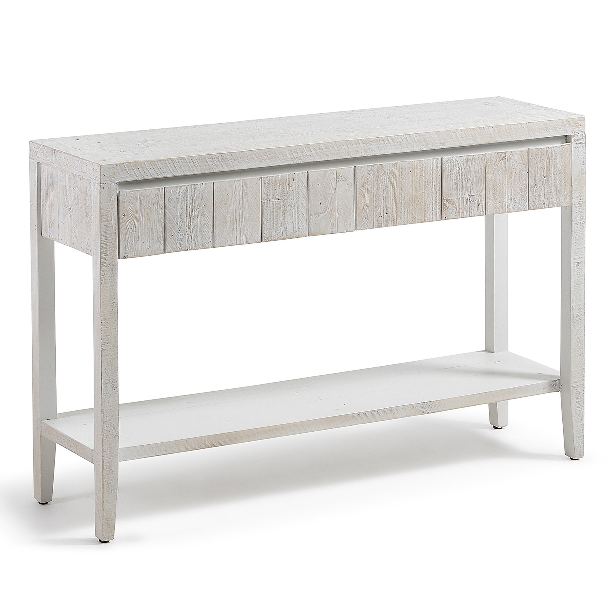Laforma Woody Konsolbord - Hvidvasket Fyrretræ, M. 2 Skuffer Og 1 Hylde (120X35)