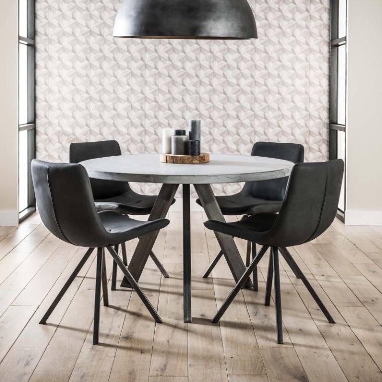 Furbo spisebord ø 120 cm, beton top, metalben spiseborde bobo Beton spisebord