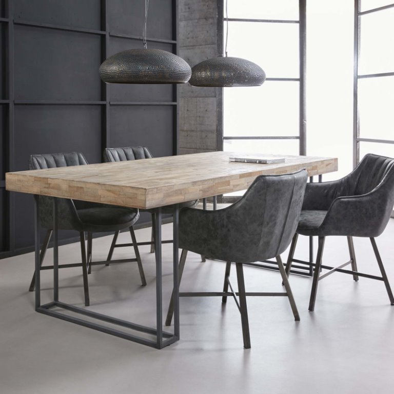 Furbo spisebord, massiv patineret teak, 100 x 200 cm spiseborde bobo Rundt spisebord sort