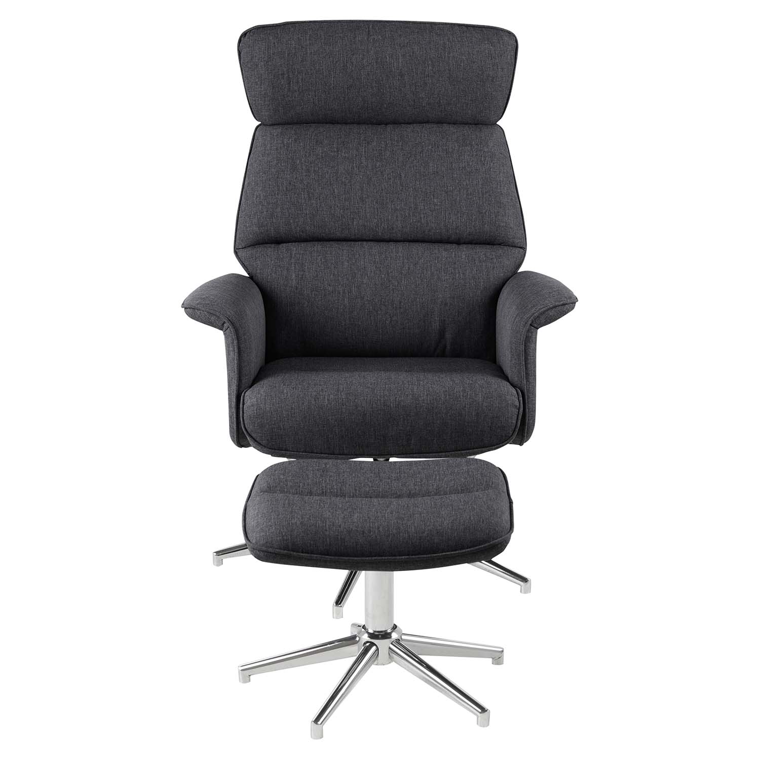 Act Nordic Act Nordic Alura Recliner Lænestol Og Fodskammel - Mørkegrå Polyester Og Krom Stål Dagligstue