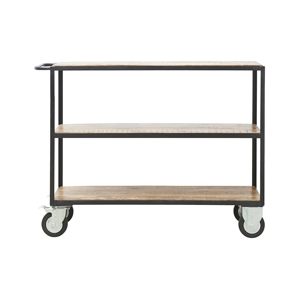 House Doctor House Doctor Rullebord, M. 2 Hylder Og Hjul - Natur Mangotræ Og Sort Jern (130X40) Spisestue
