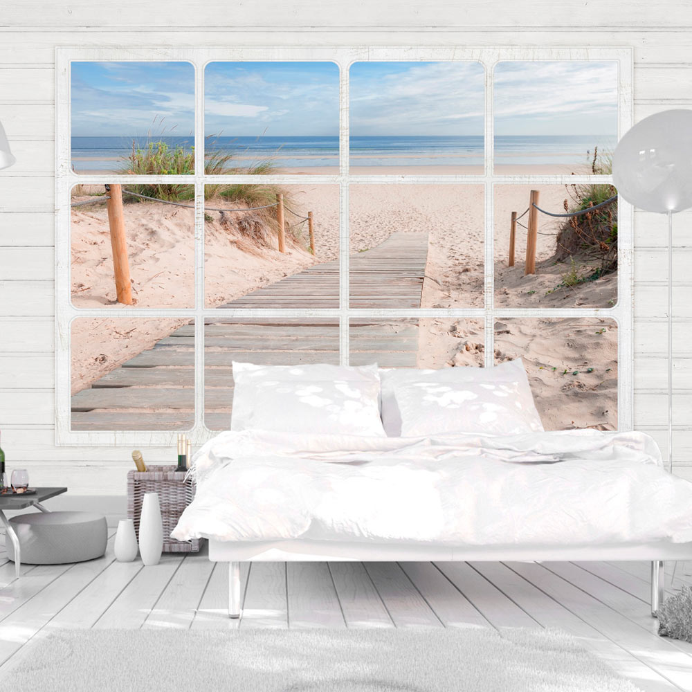 Artgeist Fototapet - Window & Beach, Strand Gennem Vindue (Flere Størrelser) 300X210 Boligtilbehør