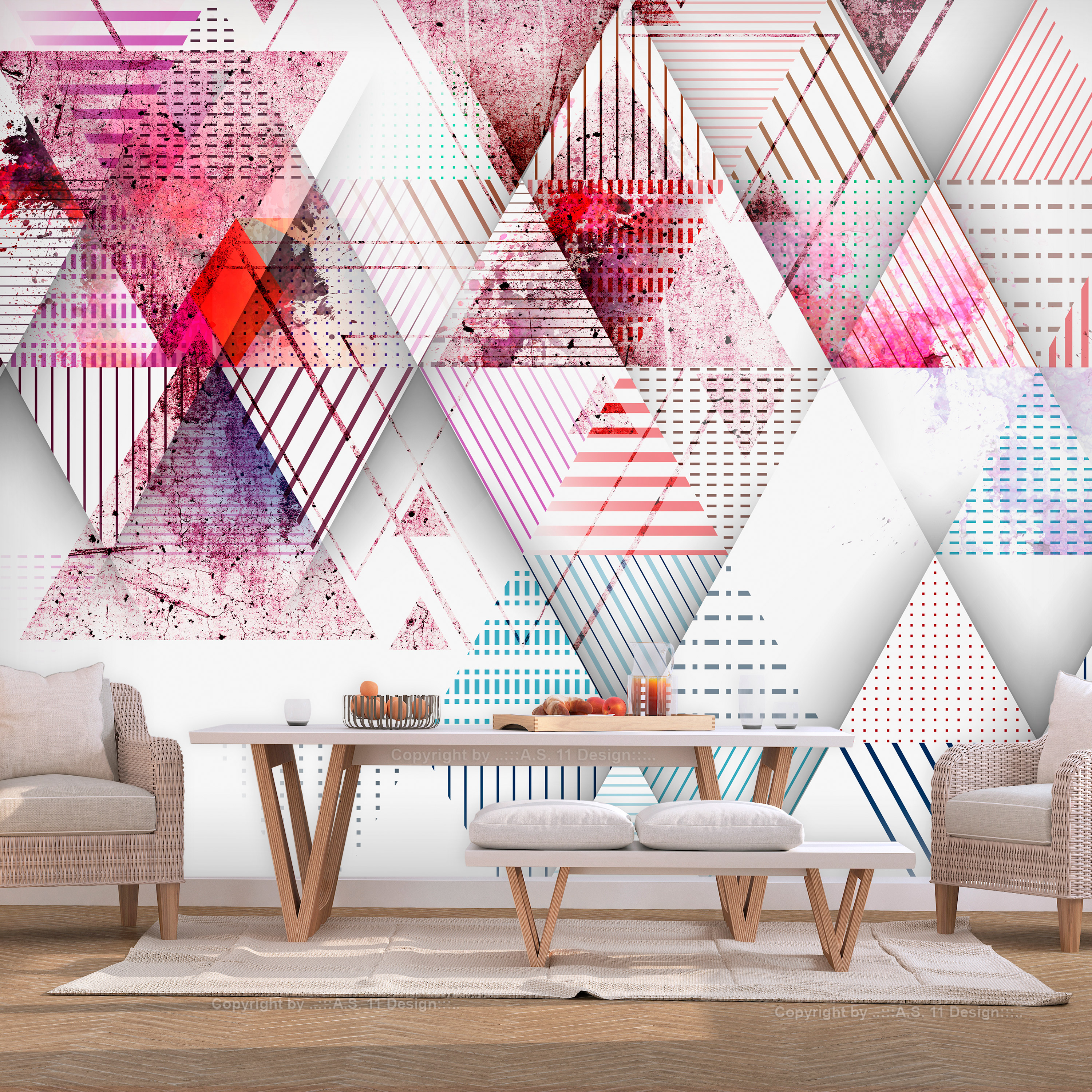 Artgeist Fototapet - Triangular World, Triangulært Mønster (Flere Størrelser) 300X210