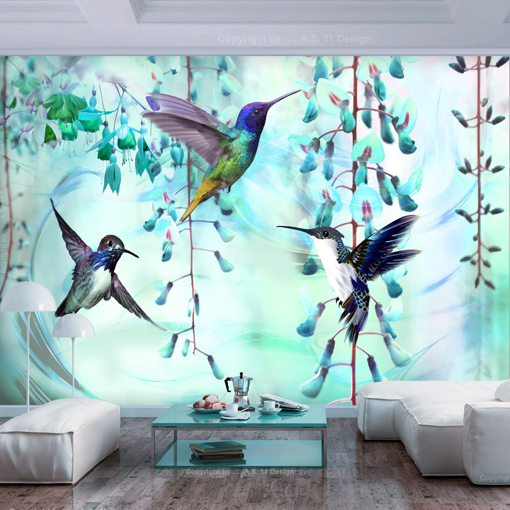 Artgeist Fototapet - Flying Hummingbirds (Green), Grønne Kolibrier (Flere Størrelser) 250X175 Boligtilbehør