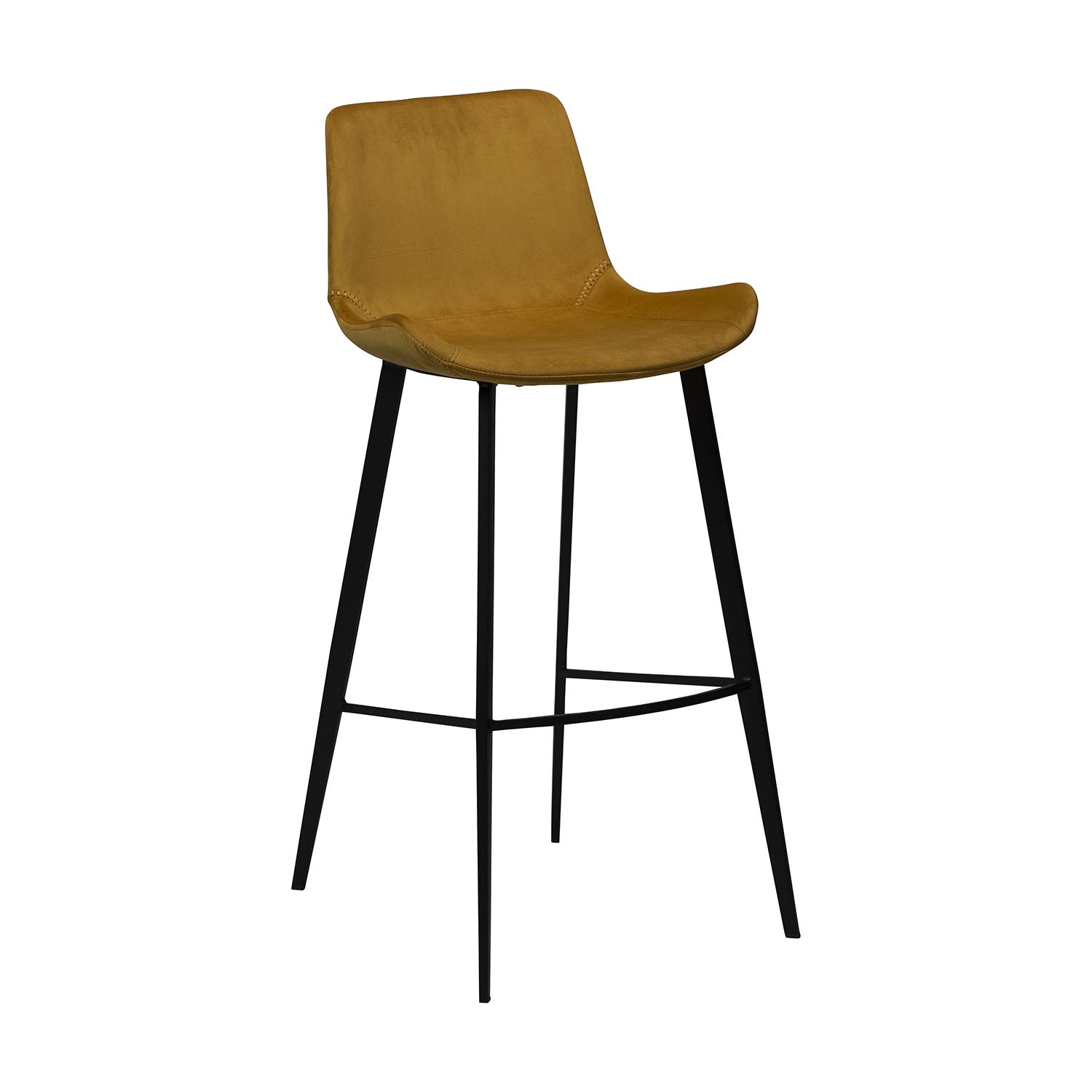 Dan-Form Hype Barstol, M. Ryglæn Og Fodstøtte - Bronze Velour Og Sort Stål