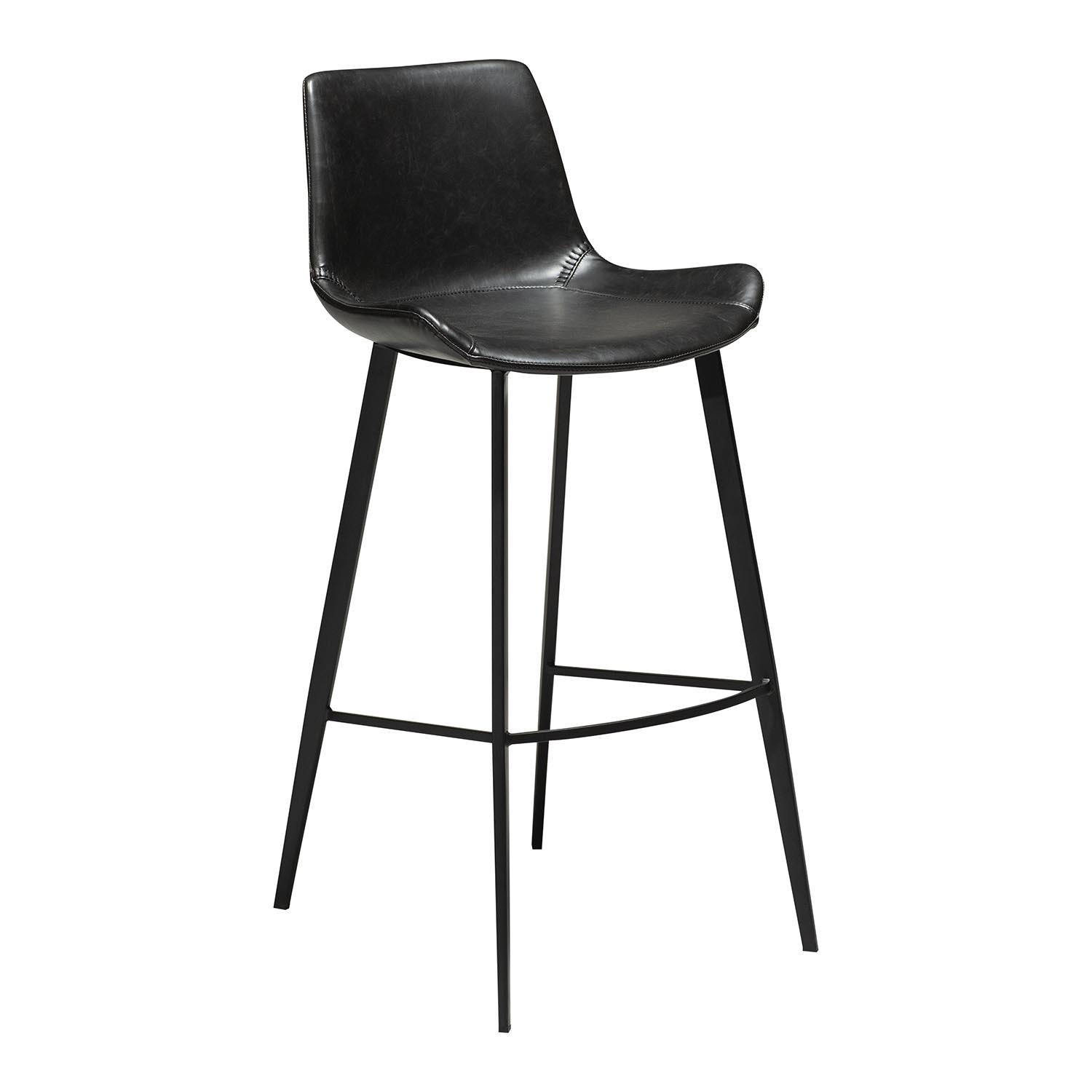 Dan-Form Hype Barstol, M. Ryglæn Og Fodstøtte - Vintage Sort Kunstlæder Og Sort Stål