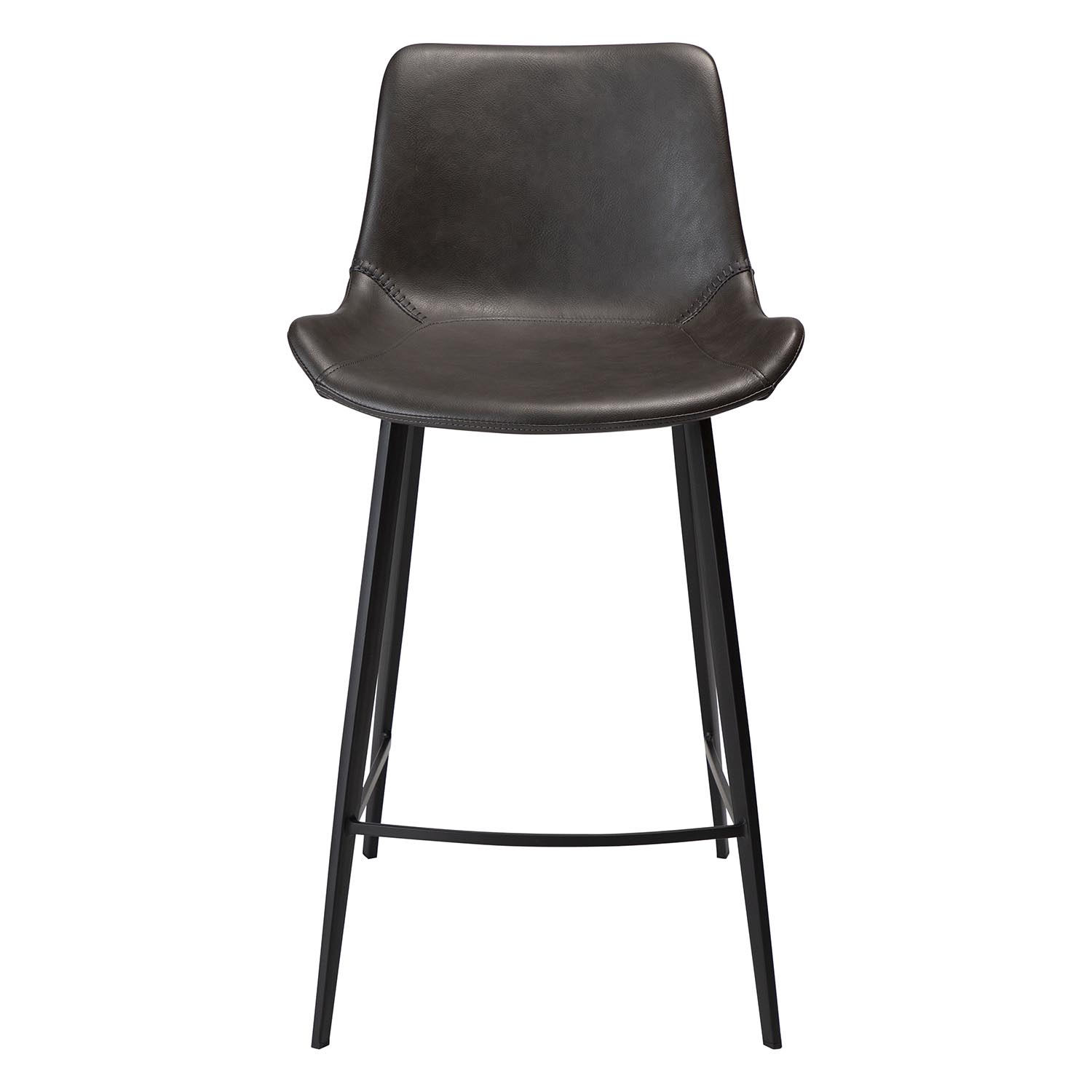 Dan-Form Dan-Form Hype Barstol, M. Ryglæn Og Fodstøtte - Vintage Grå Kunstllæder Og Sort Stål Dagligstue