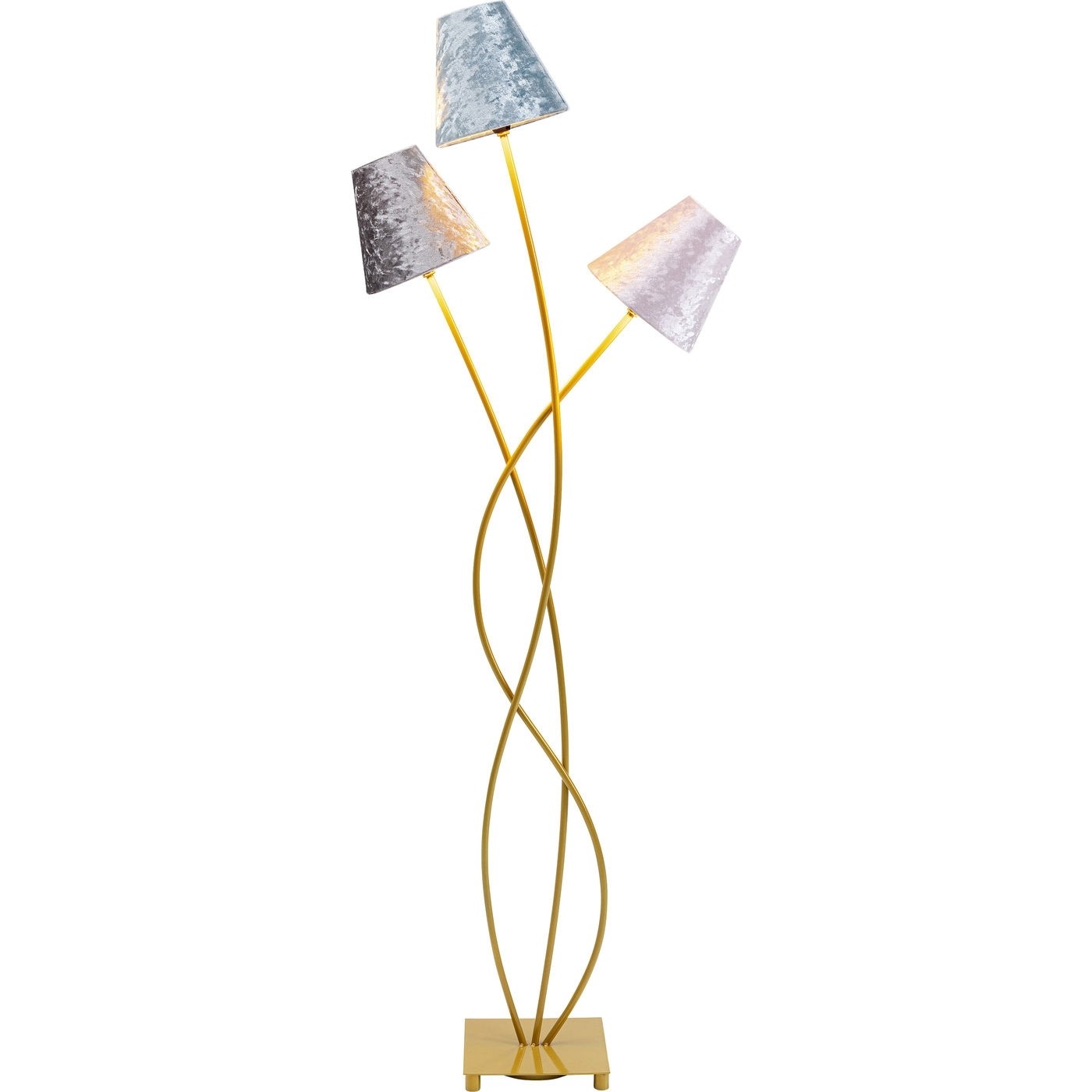 Kare Design Flexible Velvet Brass Tre Gulvlampe - Multifarvet Polyester Og Stål