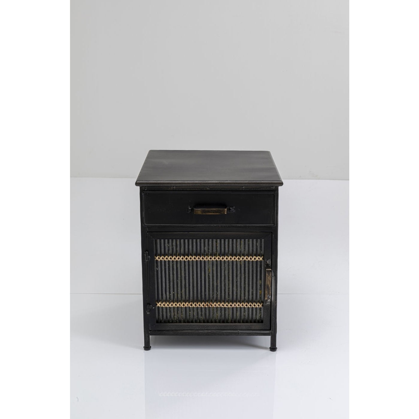 Kare Design Bamboo Kommode - Natur/Sort Rattan/Stål, M. 1 Låge Og 1 Hylde