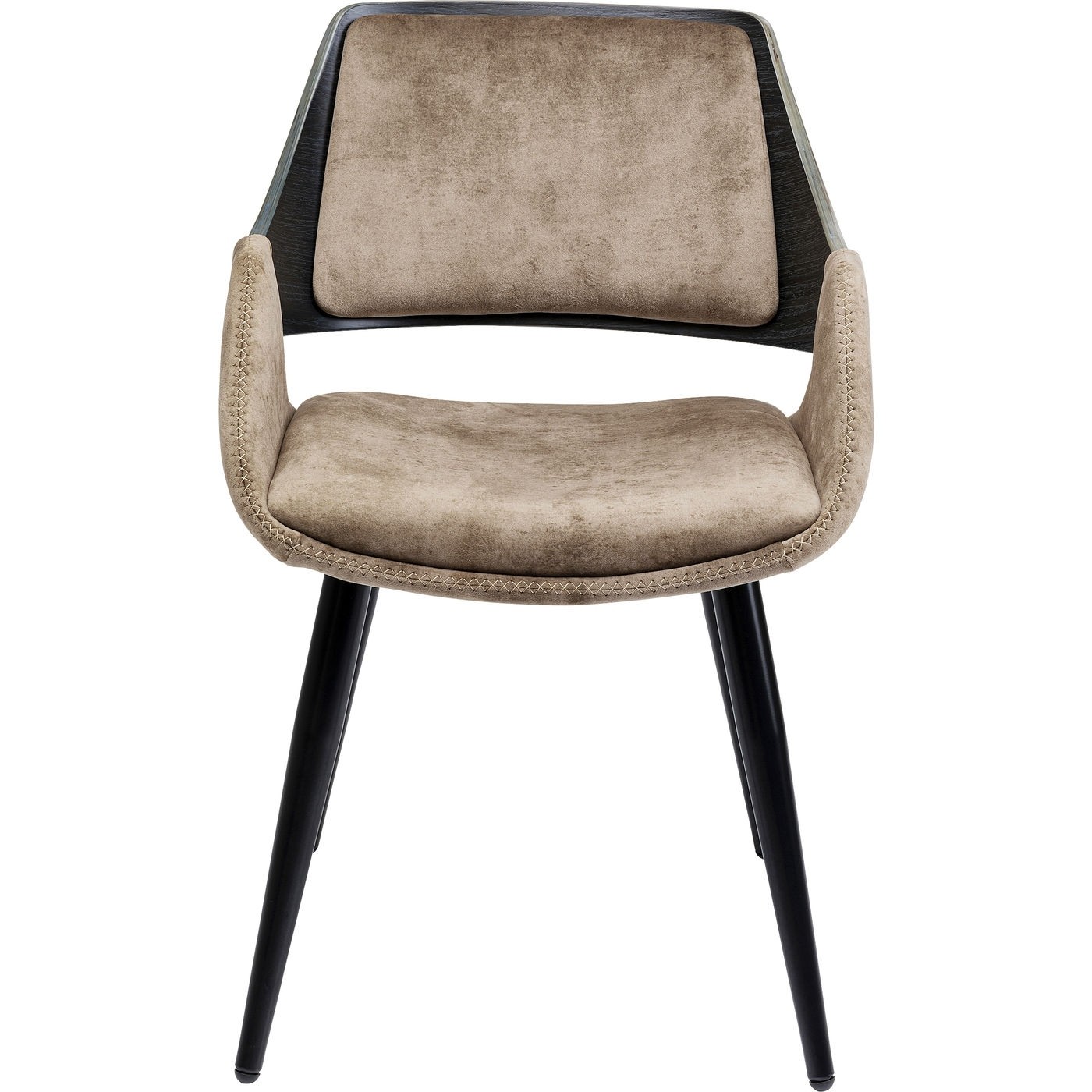 Kare Design Kare Design Sharona Spisebordsstol, M. Armlæn - Champagnefarvet Fløjls Look Og Sort Træ Og Stål Spisestue