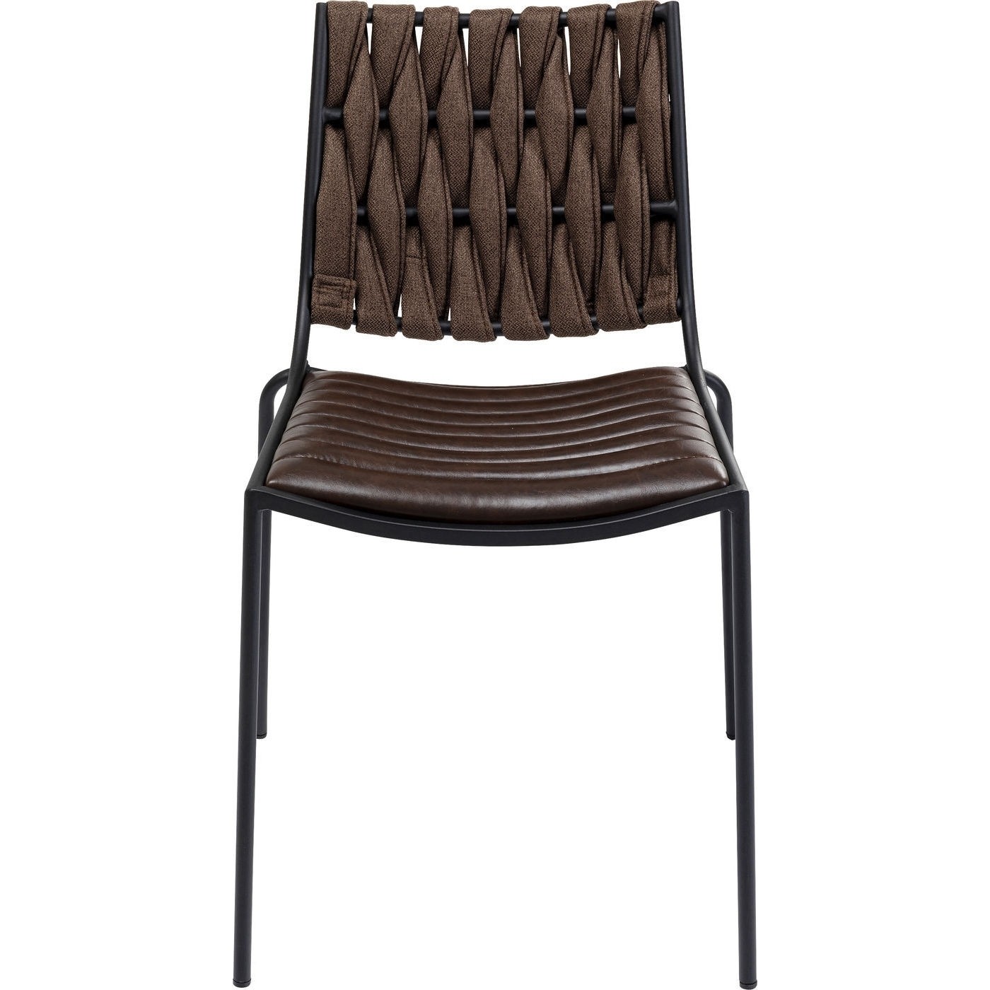 KARE DESIGN Two Face spisebordsstol - mørkebrun polyester/PU og stål Billede af KARE DESIGN Two Face spisebordsstol - mørkebrun polyester/PU og stål