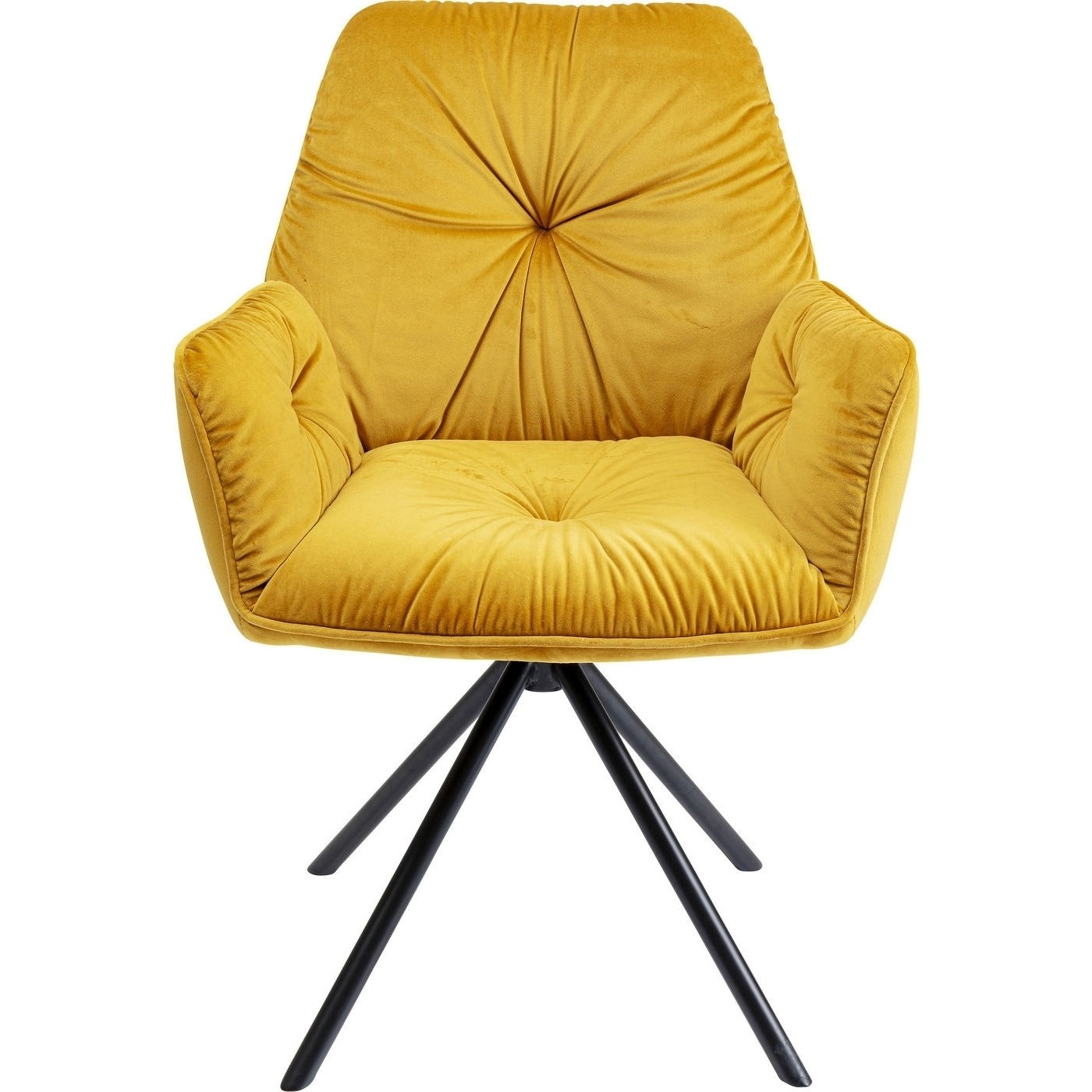 KARE DESIGN Mila spisebordsstol - gul polyester og stål, m. armlæn Billede af KARE DESIGN Mila spisebordsstol - gul polyester og stål, m. armlæn