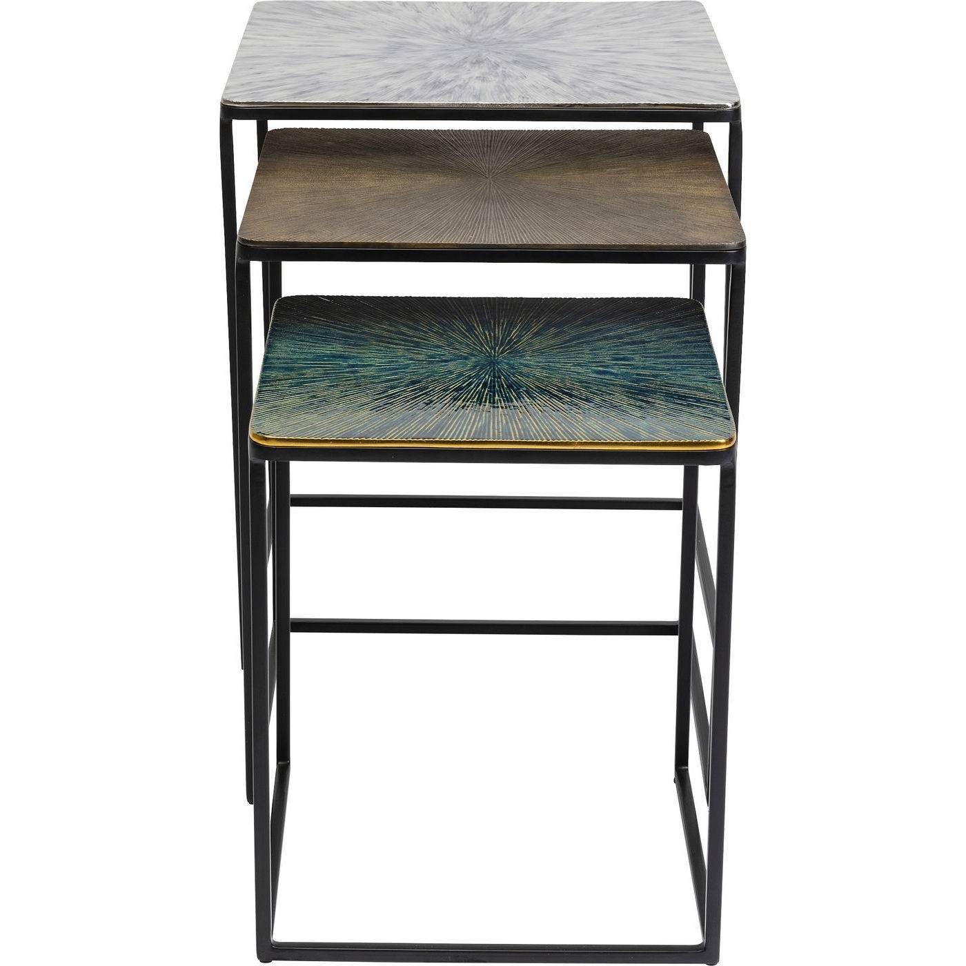 KARE DESIGN Ray indskudsbord - hvid/brun/grøn aluminium og stål, (sæt á 3) Billede af KARE DESIGN Ray indskudsbord - hvid/brun/grøn aluminium og stål, (sæt á 3)