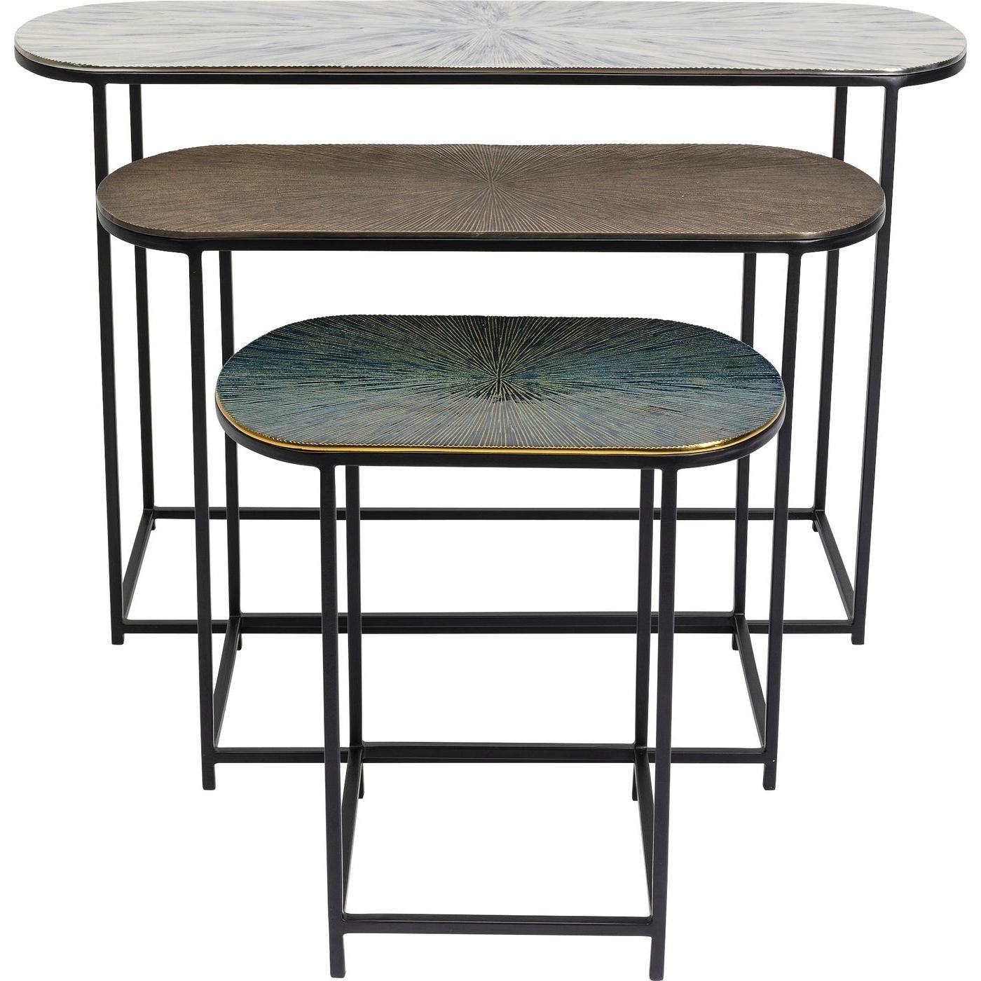 KARE DESIGN Ray sidebord - hvid/brun/grøn aluminium og stål, (sæt á 3) Billede af KARE DESIGN Ray sidebord - hvid/brun/grøn aluminium og stål, (sæt á 3)